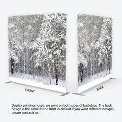 Lofaris White Winter Forest with Falling Snow Square Double-Sided Backdrop Serene Snowy Landscape for Holiday Photography
