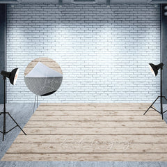 Lofaris White Wooden Mottled Fabric Floor Backdrop For Photo