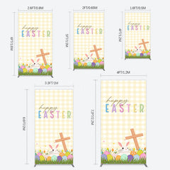 Lofaris White Yellow Plaid Eggs Bunny Easter Rectangle Backdrop