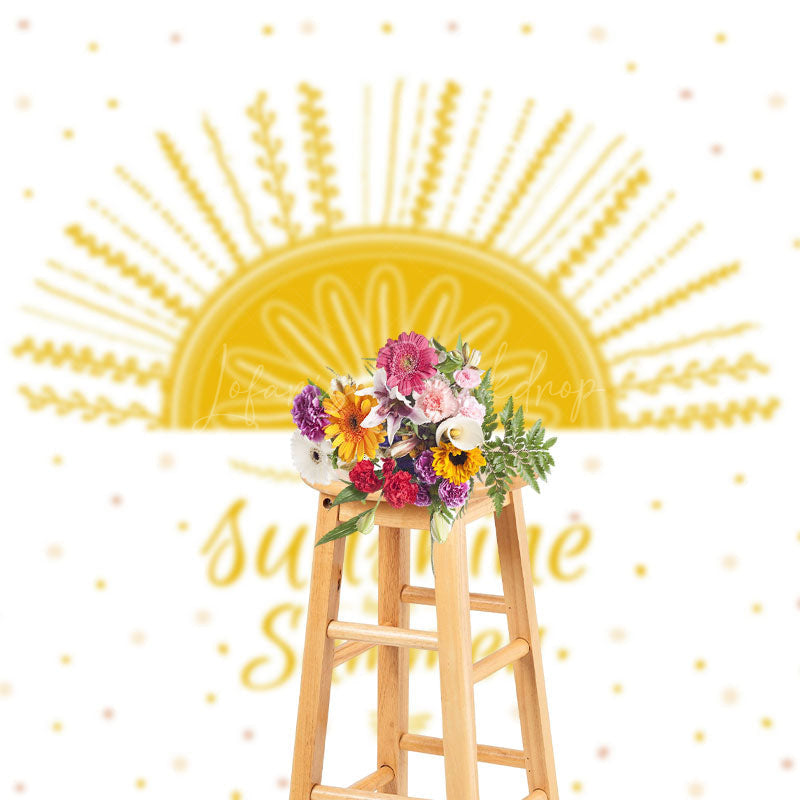 Lofaris White Yellow Sunshine Hello Summer Party Backdrop