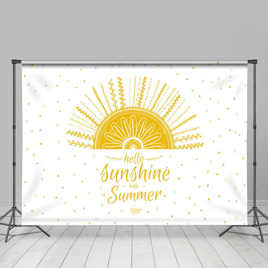 Lofaris White Yellow Sunshine Hello Summer Party Backdrop