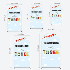 Lofaris Whos Three Blue Sky Toy Happy Birthday Arch Backdrop