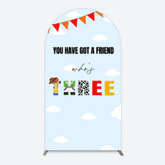 Lofaris Whos Three Blue Sky Toy Happy Birthday Arch Backdrop