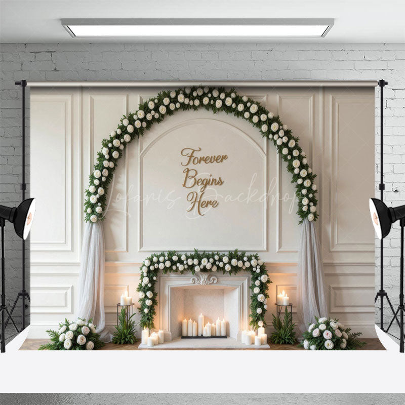 Lofaris Whtie Roses Greenery Wedding Arch Sweet Backdrop