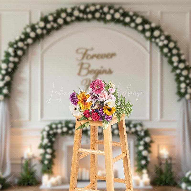 Lofaris Whtie Roses Greenery Wedding Arch Sweet Backdrop