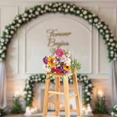 Lofaris Whtie Roses Greenery Wedding Arch Sweet Backdrop