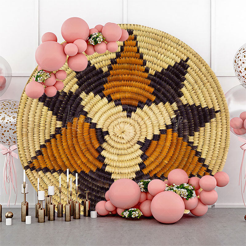 Lofaris Wicker Weave Floral Print Round Ethiopian Backdrop