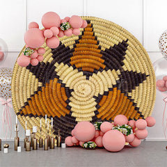 Lofaris Wicker Weave Floral Print Round Ethiopian Backdrop