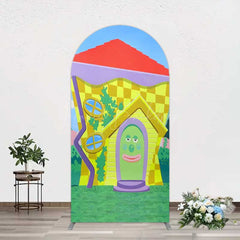 Lofaris Wiggle House Cartoon Kids Birthday Arch Backdrop