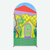 Lofaris Wiggle House Cartoon Kids Birthday Arch Backdrop