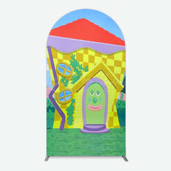 Lofaris Wiggle House Cartoon Kids Birthday Arch Backdrop
