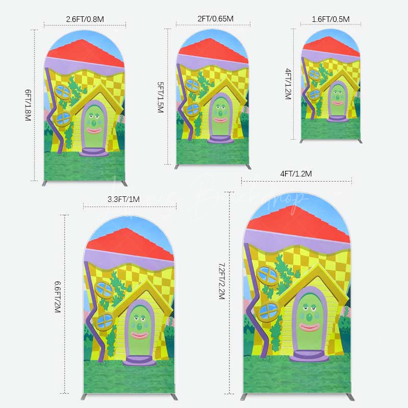 Lofaris Wiggle House Cartoon Kids Birthday Arch Backdrop