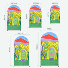 Lofaris Wiggle House Cartoon Kids Birthday Arch Backdrop