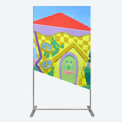 Lofaris Wiggle House Cartoon Kids Birthday Rectangle Backdrop