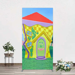 Lofaris Wiggle House Cartoon Kids Birthday Rectangle Backdrop