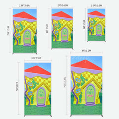 Lofaris Wiggle House Cartoon Kids Birthday Rectangle Backdrop