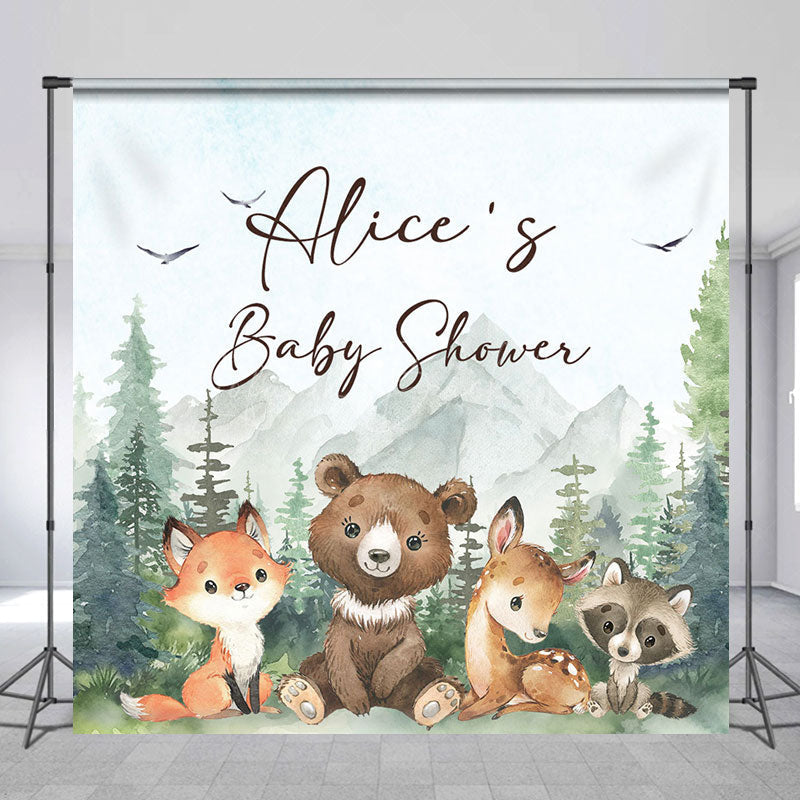 Lofaris Wild Adventure Animals Custom Baby Shower Backdrop