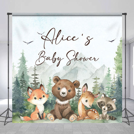 Lofaris Wild Adventure Animals Custom Baby Shower Backdrop