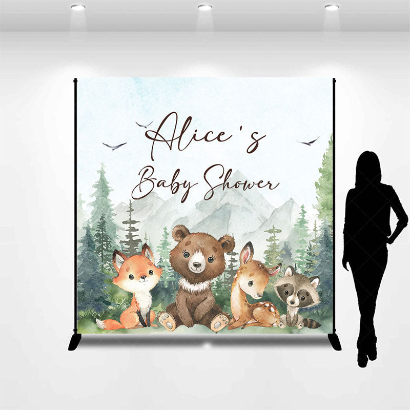 Lofaris Wild Adventure Animals Custom Baby Shower Backdrop