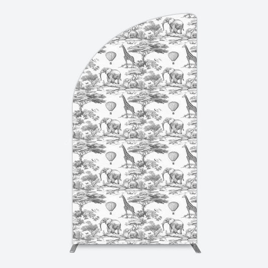 Lofaris Wild Animals Forest Happy Birthday Half Moon Arch Backdrop