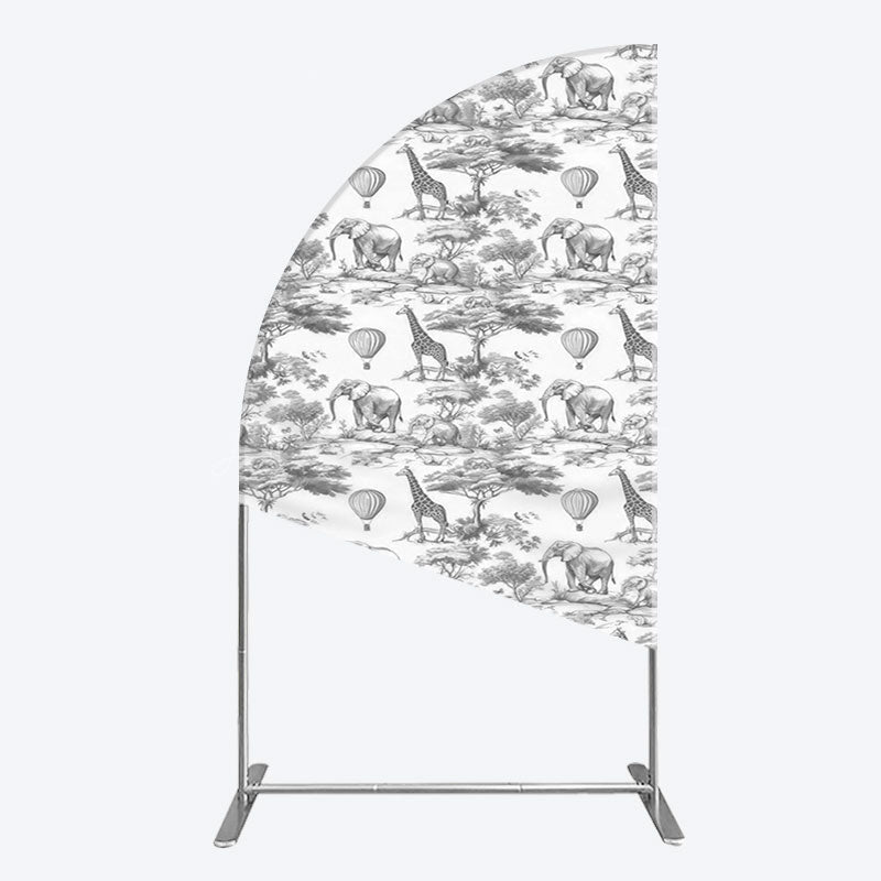 Lofaris Wild Animals Forest Happy Birthday Half Moon Arch Backdrop