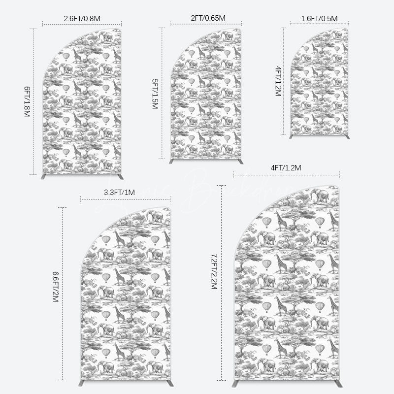 Lofaris Wild Animals Forest Happy Birthday Half Moon Arch Backdrop