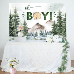 Lofaris Wild Field Forest Trees Oh Boy Baby Shower Backdrop