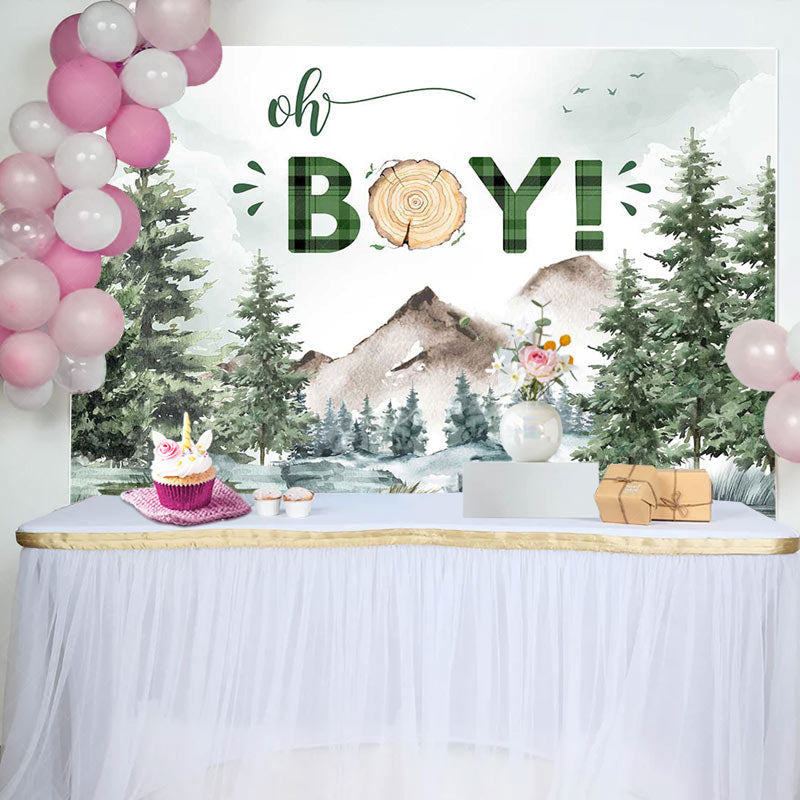 Lofaris Wild Field Forest Trees Oh Boy Baby Shower Backdrop