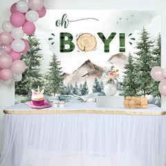 Lofaris Wild Field Forest Trees Oh Boy Baby Shower Backdrop