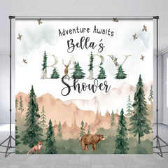 Lofaris Wild Forest Animals Custom Name Baby Shower Backdrop