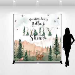 Lofaris Wild Forest Animals Custom Name Baby Shower Backdrop