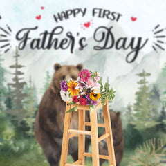Lofaris Wild Forest Bear Happy First Fathers Day Backdrop