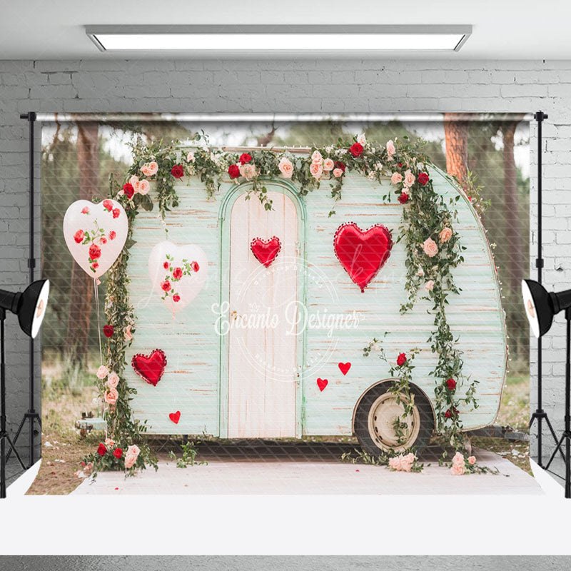 Lofaris Wild Forest Light Green Motorhome Floral Backdrop