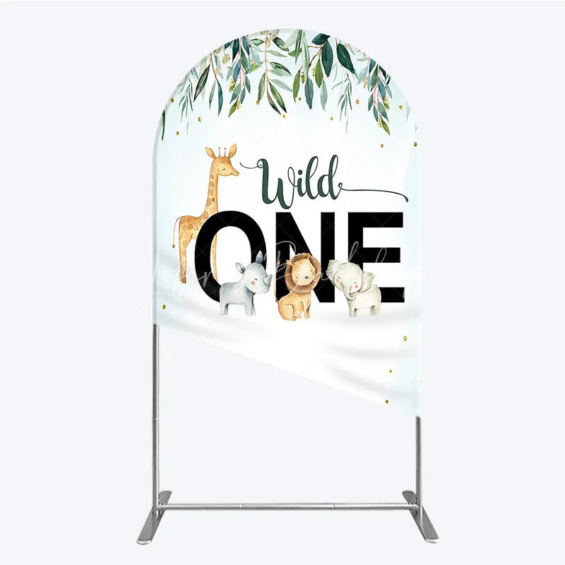 Lofaris Wild One Arch Backdrop Safari Jungle Animals First Birthday Party Cover Decor