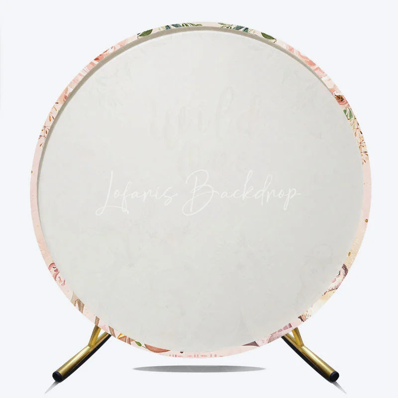 Lofaris Wild One First Birthday Round Backdrop Boho Woodland Animals with Fox and Deer Girl or Boy Party Decor