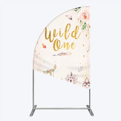 Lofaris Wild One Half Moon Arch Backdrop Boho Woodland Animals Baby Shower Pink Floral Fox Deer Party Decor for Girl