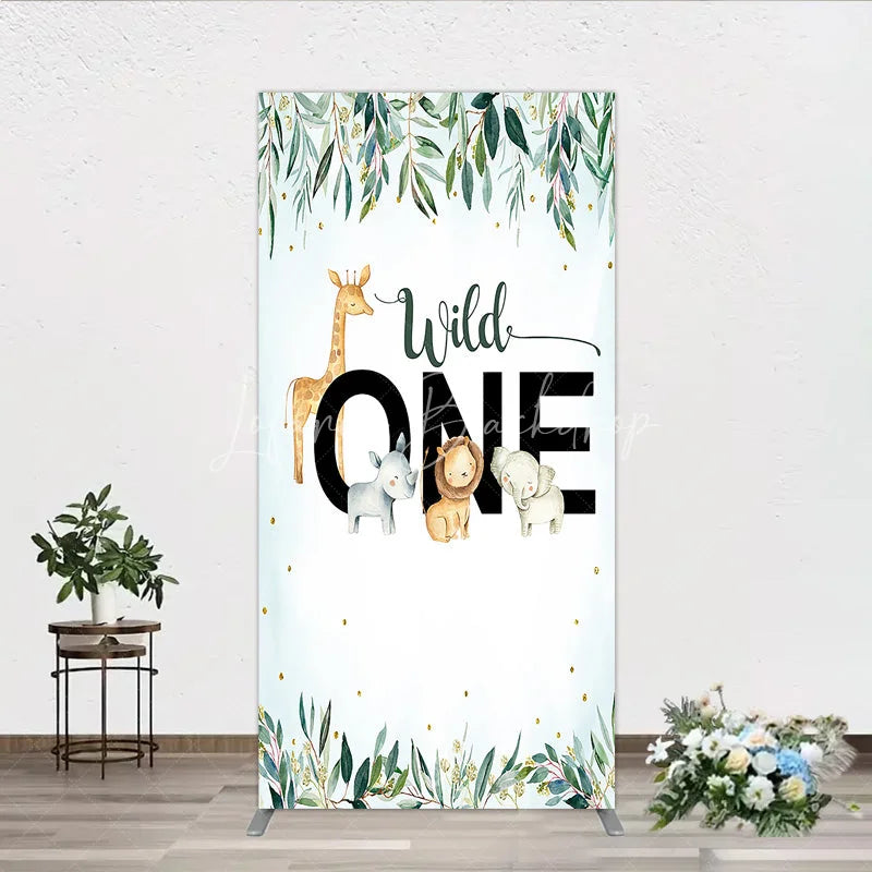 Lofaris Wild One Rectangle Backdrop Safari Jungle Animals First Birthday Party Cover Decor