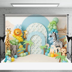 Lofaris Wild One Safari Animals and Jungle Backdrop Giraffe Zebra Elephant Zoo Theme for Boy First Birthday