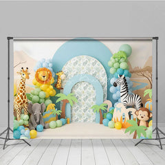 Lofaris Wild One Safari Animals and Jungle Backdrop Giraffe Zebra Elephant Zoo Theme for Boy First Birthday