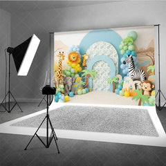Lofaris Wild One Safari Animals and Jungle Backdrop Giraffe Zebra Elephant Zoo Theme for Boy First Birthday