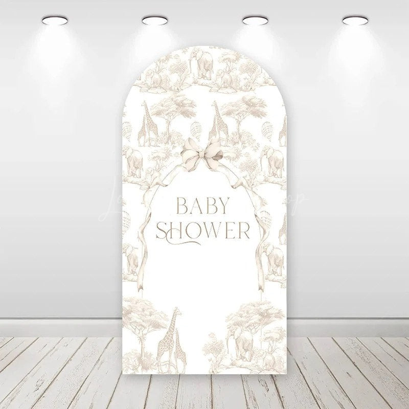Lofaris Wild Safari Animals Baby Shower Arch Backdrop Stylish Bow Detail Party and Event Decoration
