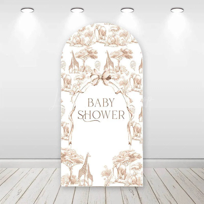 Lofaris Wild Safari Animals Baby Shower Arch Backdrop Stylish Bow Detail Party and Event Decoration