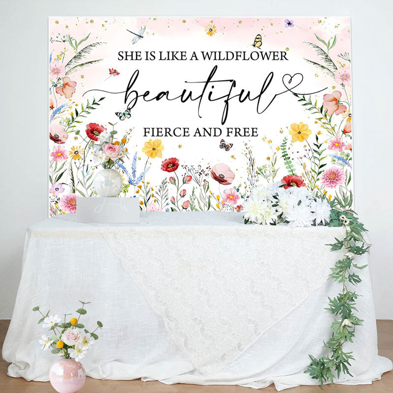 Lofaris Wildflower Beautiful Fierce Free Birthday Backdrop
