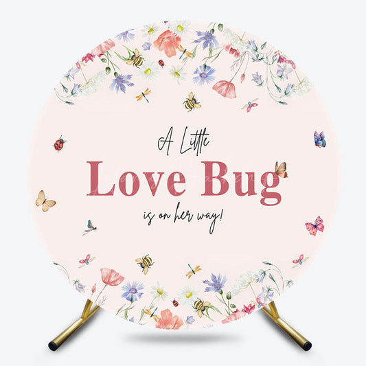 Lofaris Wildflower Little Love Bug Round Baby Shower Backdrop