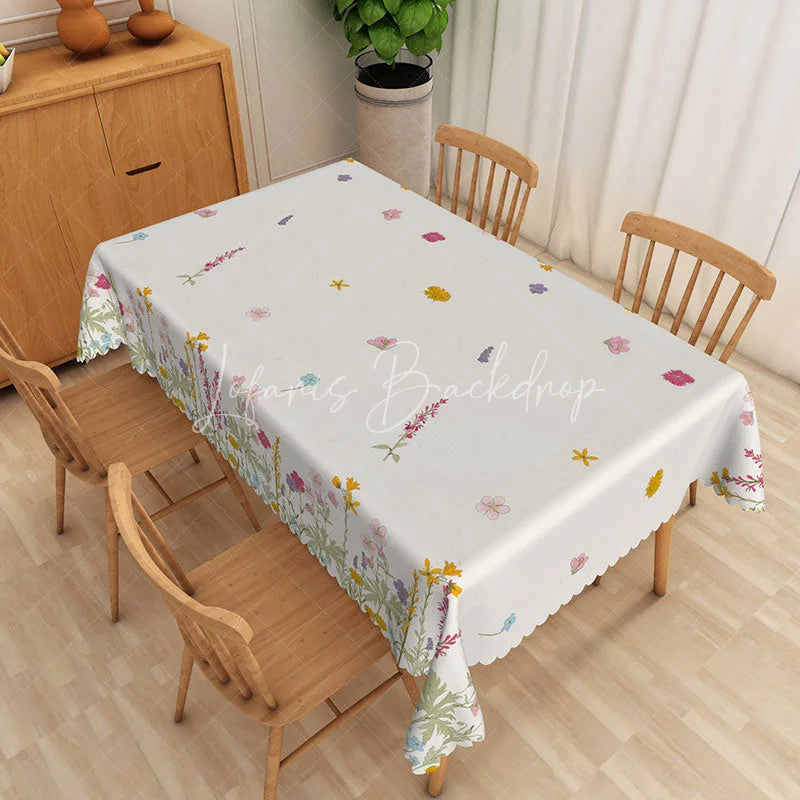 Lofaris Wildflower Meadow Rectangle Tablecloth Summer Floral Garden Dining Table Cover