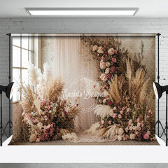 Lofaris Window Curtain Boho Floral Hay Backdrop For Wedding