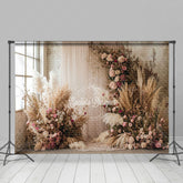 Lofaris Window Curtain Boho Floral Hay Backdrop For Wedding