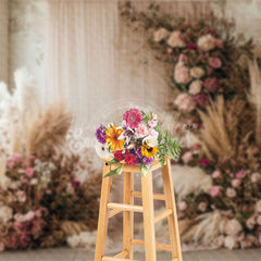 Lofaris Window Curtain Boho Floral Hay Backdrop For Wedding
