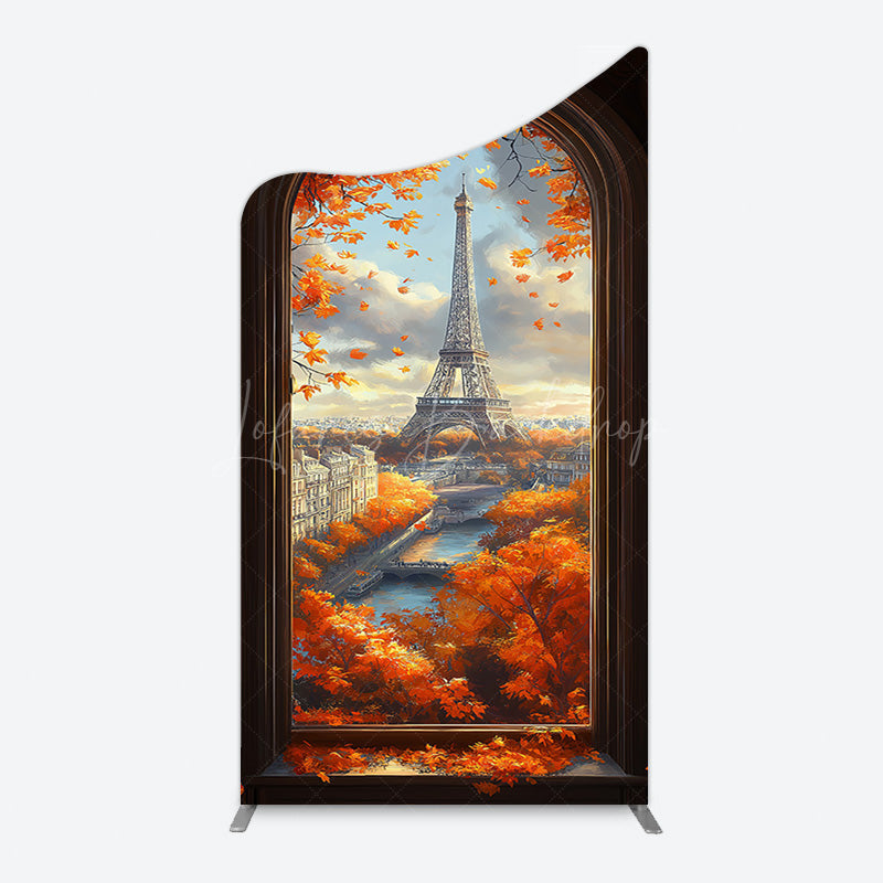 Lofaris Window Maple Scene Eiffel Tower Birthday Arch Backdrop