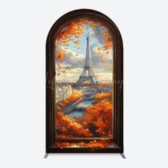Lofaris Window Maple Scene Eiffel Tower Birthday Arch Backdrop